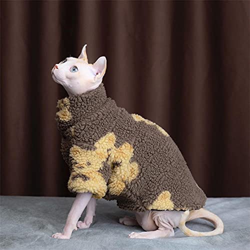 ZHIHAN Sphinx Katzenkleidung haarlose Katze Herbst und Winter warme Stehkragenjacke Cornish Rex Katze Devon Rex Katzenkleidung, braun, XL+ von ZHIHAN