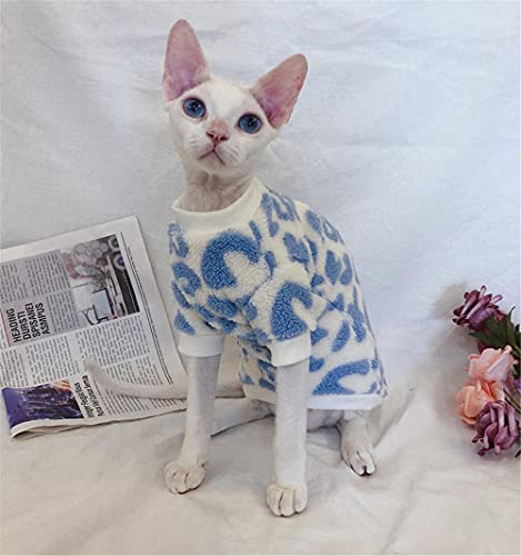 ZHIHAN Sphinx Katzenkleidung haarlose Katze Herbst und Winter warme ärmellose Weste Wendefleecepullover, Blauer Pullover mit Ärmeln, XS von ZHIHAN