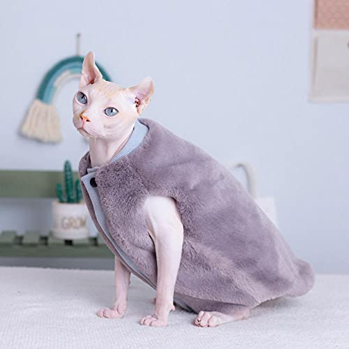 ZHIHAN Sphinx Katzenkleidung haarlose Katze Herbst und Winter warme doppelseitige Weste Cornish Rex Katze Devon Rex Katze Super Dicke Strickjacke, graue Weste, M- von ZHIHAN