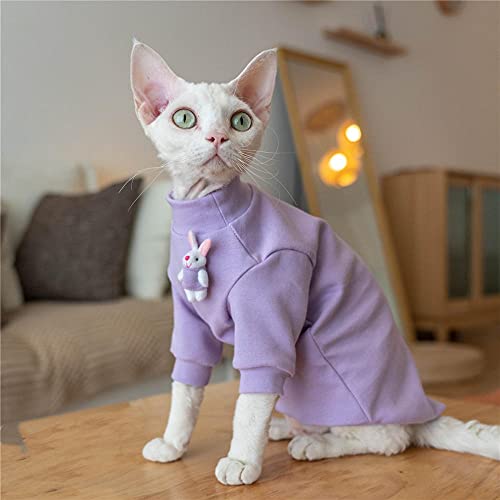 ZHIHAN Sphinx Katzenkleidung haarlose Katze Herbstpullover Bunny Baumwoll-Bodenhemd, Farbe 1,XXL+ von ZHIHAN