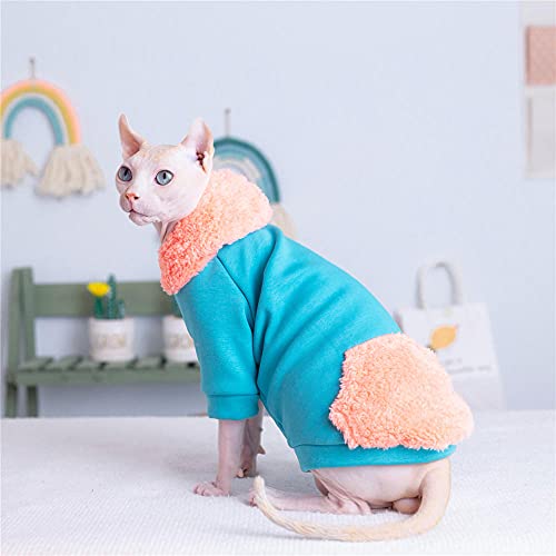 ZHIHAN Sphinx Katzenkleidung haarlose Katze Plus Fleecepullover Devonshire Rex Katzenmantel, Farbe 1, XL+ von ZHIHAN