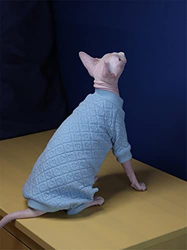 ZHIHAN Sphinx Katzenkleidung haarlose Katze Reine Baumwolle Gesteppte 4-beinige Kleidung Warmer Pullover, blau, XXXL+ von ZHIHAN