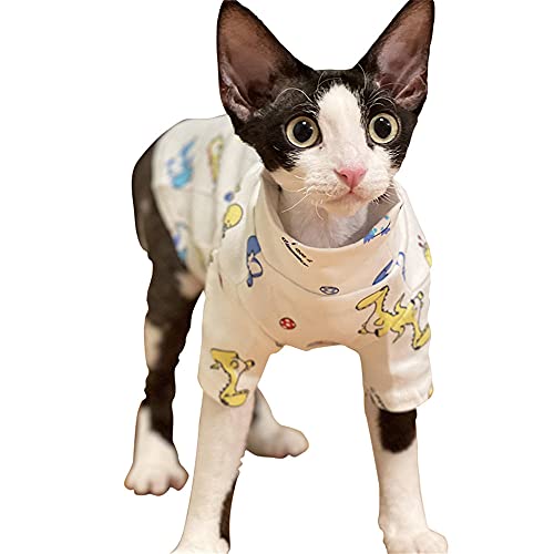 ZHIHAN Sphinx Katzenkleidung haarlose Katze Sommer dünnes T-Shirt Konniss Baumwollweste, weiß, XL von ZHIHAN