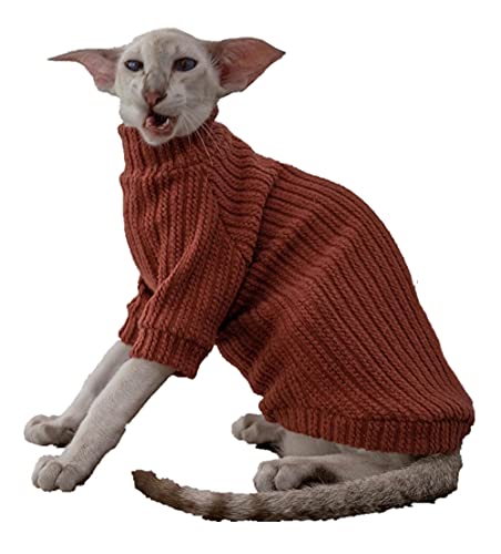 ZHIHAN Sphinx Katzenkleidung haarlose Katze Stretch Strickpullover warm und hypoallergen, Farbe 1, S+ von ZHIHAN