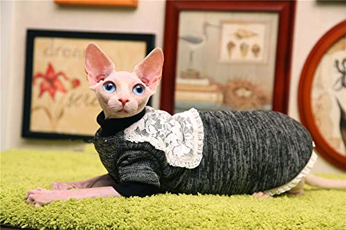 ZHIHAN Sphinx Katzenkleidung haarlose Katze Winter Dicker Warmer Pullover 2 Farben erhältlich, dunkelgrau, L von ZHIHAN