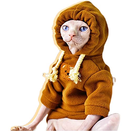 ZHIHAN Sphinx Katzenkleidung haarlose Katze doppelseitiger Fleecepullover Winter Dicke Kapuzenjacke, Bärenpullover, XL von ZHIHAN