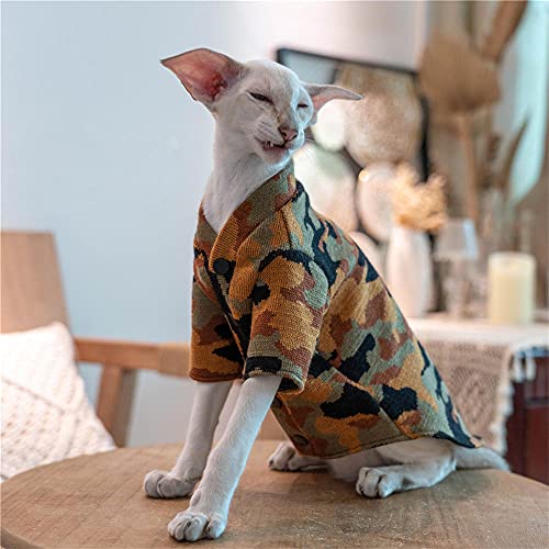 ZHIHAN Sphinx Katzenkleidung haarlose Katze gestrickter Dicker Mantelpullover, Farbe 1, XL+ von ZHIHAN