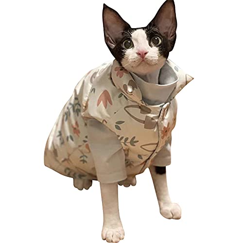 ZHIHAN Sphinx Katzenkleidung haarlose Katzendaunen-Baumwollweste Cornish Rex Katze Devon Rex Katzenkleidung warm und wasserdicht, hellgraue Weste, M von ZHIHAN