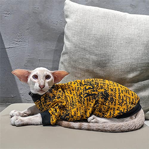 ZHIHAN Sphinx Katzenkleidung haarloser Katzen-Baumwoll-Buchstaben-Pullover, sturzsicher und schmutzabweisend, Farbe 1, M+ von ZHIHAN