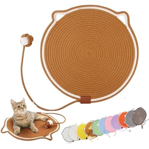 Celery Pets Clawloom Dual Scratching Pad, Celery Pets Sisal Cat Scratcher Mat, 17”/20” Dual Natural Cotton Rope Cat Scratching Mat Cat Scratching Pads for Indoor Cats with Cat Toys (Brown,17in) von ZHKVAG