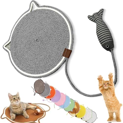 Celery Pets Clawloom Dual Scratching Pad, Celery Pets Sisal Cat Scratcher Mat, 17”/20” Dual Natural Cotton Rope Cat Scratching Mat Cat Scratching Pads for Indoor Cats with Cat Toys (Gray-B,17in) von ZHKVAG