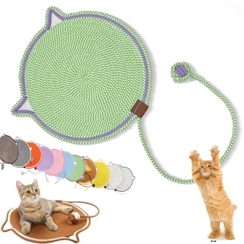 Celery Pets Clawloom Dual Scratching Pad, Celery Pets Sisal Cat Scratcher Mat, 17”/20” Dual Natural Cotton Rope Cat Scratching Mat Cat Scratching Pads for Indoor Cats with Cat Toys (Green,17in) von ZHKVAG