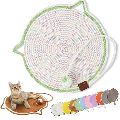 Celery Pets Clawloom Dual Scratching Pad, Celery Pets Sisal Cat Scratcher Mat, 17”/20” Dual Natural Cotton Rope Cat Scratching Mat Cat Scratching Pads for Indoor Cats with Cat Toys (Mix,17in) von ZHKVAG