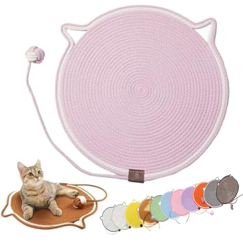 Celery Pets Clawloom Dual Scratching Pad, Celery Pets Sisal Cat Scratcher Mat, 17”/20” Dual Natural Cotton Rope Cat Scratching Mat Cat Scratching Pads for Indoor Cats with Cat Toys (Pink,17in) von ZHKVAG