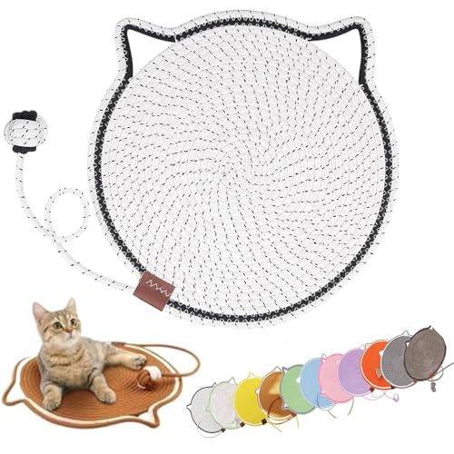 Celery Pets Clawloom Dual Scratching Pad, Celery Pets Sisal Cat Scratcher Mat, 17”/20” Dual Natural Cotton Rope Cat Scratching Mat Cat Scratching Pads for Indoor Cats with Cat Toys (White,17in) von ZHKVAG