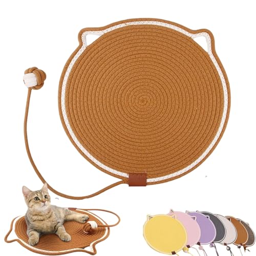 ZHKVAG Celery Pets Dual Scratching Pad, Scratching Pads for Indoor Cats, Cat Scratch Pads, Cat Scratching mat Natural Cotton Rope Cat Scratching Pad,Large Size Cat Bed Cat Scratching Pad (17in,Brown) von ZHKVAG