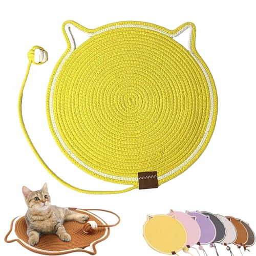 Celery Pets Dual Scratching Pad, Scratching Pads for Indoor Cats, Cat Scratch Pads, Cat Scratching mat Natural Cotton Rope Cat Scratching Pad,Large Size Cat Bed Cat Scratching Pad (17in,Yellow) von ZHKVAG