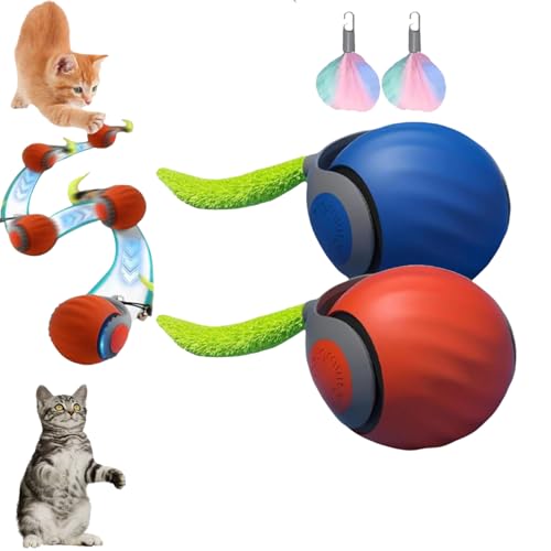 ZHKVAG Speedy Tail 2.0, Speedy Tail 2.0 Cat Toy, Speedy Tail Cat Toy, Interactive Cat Toys for Indoor Cats, Automatic Moving Cat Toy Ball, USB Rechargeable Cat Toys Ball, with Replacement Tail (2Mix) von ZHKVAG