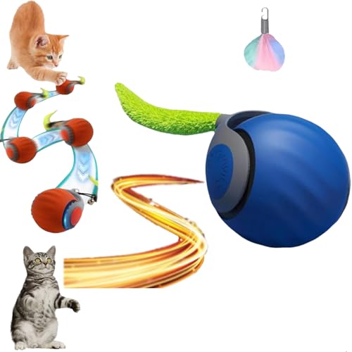 ZHKVAG Speedy Tail 2.0, Speedy Tail 2.0 Cat Toy, Speedy Tail Cat Toy, Interactive Cat Toys for Indoor Cats, Automatic Moving Cat Toy Ball, USB Rechargeable Cat Toys Ball, with Replacement Tail (Blue) von ZHKVAG