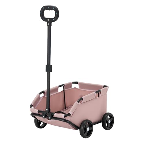 ZHOUBA Haustier Kinderwagen mit hochwertigen Materialien langlebige Haustier-Transportlösung Haustier Kinderwagen Hundewagen 4 Räder Kleine Hunde Katzen Kinderwagen zum Fahren gehen Rosa von ZHOUBA