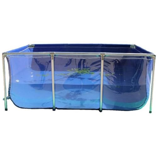 Fischteich aus PVC-Leinwand mit Rahmen, Wassertank für Aquarien im Freien, Garten-Fischbecken mit transparenter Sichtscheibe für die Zucht von Koi, Hydrokulturpflanzen,140x140x35cm von ZHPPED