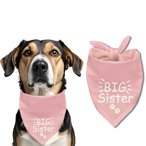 ZHTHE Big Sister Hundehalstuch, Haustier-Zubehör, bedrucktes Lätzchen, quadratisch, verstellbar, für Mädchen oder Jungen, Rosa von ZHTHE