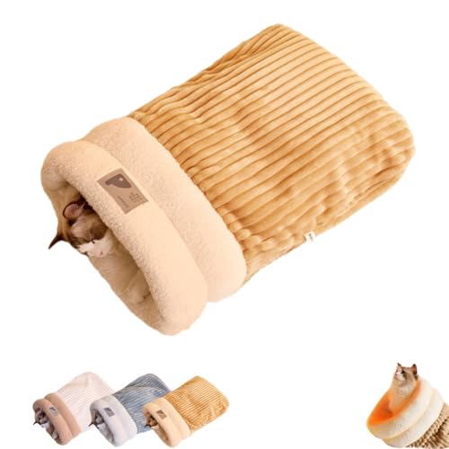 ZHUANXUA Katzenschlafsack, Bett, Katzen-Winterschlafsack, weicher Plüsch, Katzensack, selbstwärmend, Katzenhöhlenbett für Indoor-Katzen, Katzenversteck Haustier-Kuschelsack für Kätzchen, Welpen von ZHUANXUA