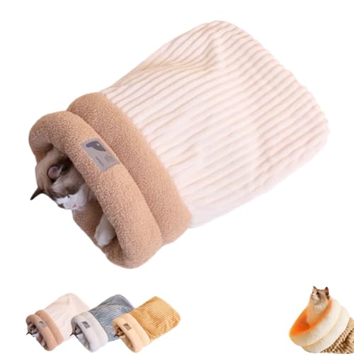 ZHUANXUA Katzenschlafsack, Bett, Katzen-Winterschlafsack, weicher Plüsch, Katzensack, selbstwärmend, Katzenhöhlenbett für Indoor-Katzen, Katzenversteck Haustier-Kuschelsack für Kätzchen, Welpen von ZHUANXUA