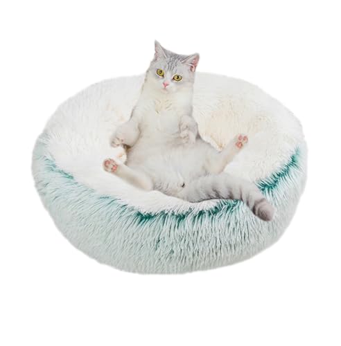 ZHULONGRUSHUI Beruhigendes Katzenbett, Donut-Bett, Anti-Angstzustände, Katzenbetten für Indoor-Katzen/Kätzchen, kleines Katzenbett, Sofa mit rutschfester Unterseite für Welpen, Hunde, waschbar (Grün) von ZHULONGRUSHUI