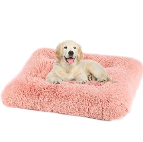 ZHULONGRUSHUI Hundebett,Hundebett Mittelgroße Hunde Waschbar Hundekissen flauschig,Hundekissen,Hundesofa,rutschfeste Unterseite,Langer Plüsch,Weich& Bequem,multifunktional,tragbar(Rosa a) von ZHULONGRUSHUI