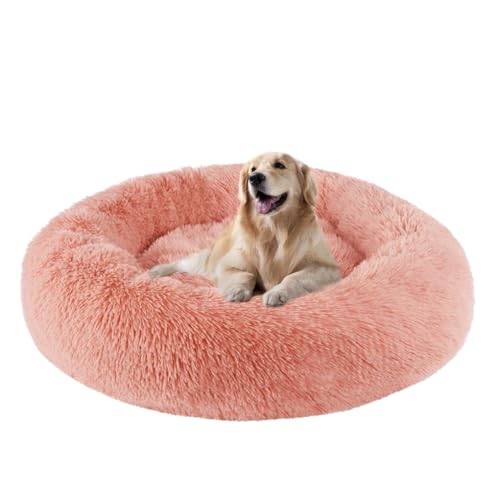 ZHULONGRUSHUI Hundebett,Hundekorb,Katzenbett,Beruhigende Donut Hundebetten Großer,Haustierbett Flauschig,maschinenwaschbar,Mittelgroße und Große Hunde,Katzen und Andere Haustiere(Rosa) von ZHULONGRUSHUI