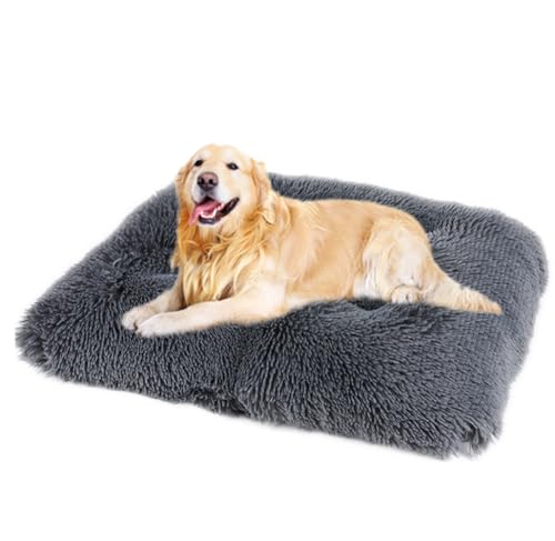 ZHULONGRUSHUI Hundebett,Langer Plüsch,Hundekissen,Waschbar,Flauschige Hundematte,Hundekorb,multifunktional,rutschfeste Hundesofa Hundematratze für Mittelgroße Hunde und Katzen(Dunkelgrau) von ZHULONGRUSHUI