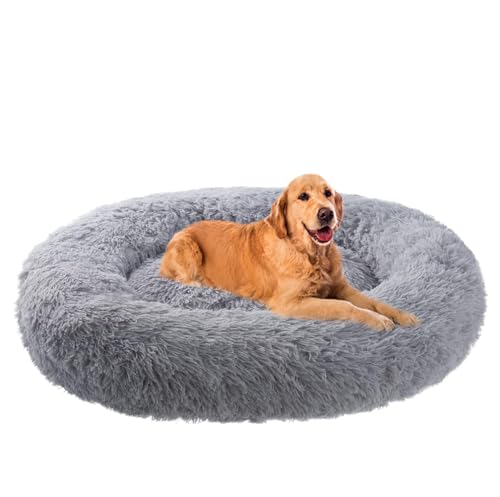 ZHULONGRUSHUI Hundebett Grosse Hunde,Hundekissen Waschbar Hundekorb Flauschig,plüsch Hundekissen rund Kuschelbett Donut,Mittelgroße und Große Hunde,Katzen und Andere Haustiere von ZHULONGRUSHUI