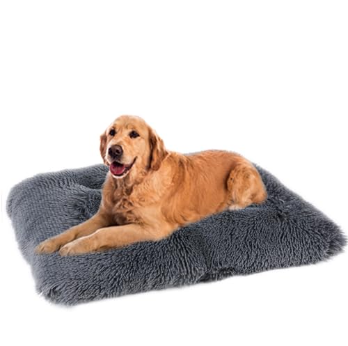 ZHULONGRUSHUI Hundebett Waschbar,Plüsch Flauschig Hundekorb Hundebett,Haustierbett,Hundesofa,Hundekissen,Rutschfestes Hundematte,Weich& Bequem,für Kleine,Mittlere und Große Hunde Katzen,Dunkelgrau von ZHULONGRUSHUI