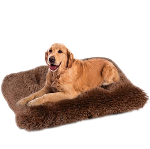 ZHULONGRUSHUI Hundebett Waschbar,Plüsch Flauschig Hundekorb Hundebett,Haustierbett,Hundesofa,Hundekissen,Rutschfestes Hundematte,Weich&Bequem,für Kleine,Mittlere & Große Hunde Katzen,Dunkelbraun von ZHULONGRUSHUI