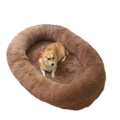 ZHULONGRUSHUI Hundebett aus Plüsch, beruhigendes Haustierbett, selbstwärmendes Katzenbett, flauschiges Anti-Angst-Hundebett, waschbar, orthopädische Hundebetten und Couch mit abnehmbarem Bezug mit von ZHULONGRUSHUI