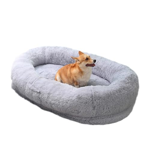 ZHULONGRUSHUI Hundebett aus Plüsch, beruhigendes Haustierbett, selbstwärmendes Katzenbett, flauschiges Anti-Angst-Hundebett, waschbar, orthopädische Hundebetten und Couch mit abnehmbarem Bezug mit von ZHULONGRUSHUI