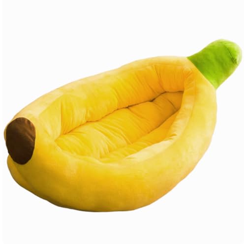 ZHULONGRUSHUI Hundebett in Bananenform, weiches Kuschelbett für Welpen, Katzen, Kätzchen, mit Reißverschluss, bequemes, beruhigendes Welpenbett für kleine Hunde, abnehmbares Kissen (70 x 45 x 15 cm) von ZHULONGRUSHUI