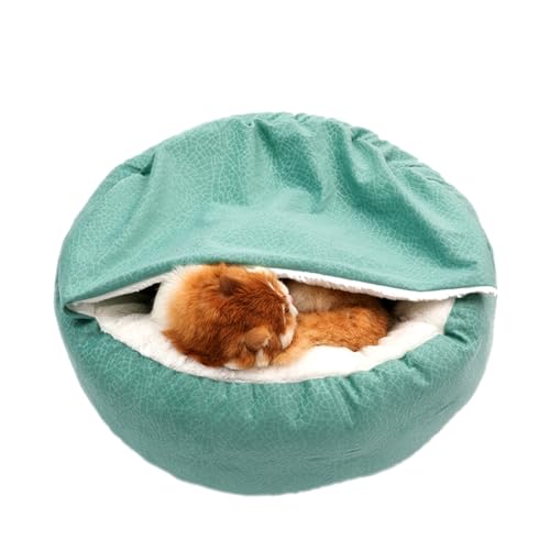 ZHULONGRUSHUI Hundebetten und Katzenbetten, beruhigendes Donut-Kuschelbett für mittelgroße und kleine Hunde, warmes Welpenbett mit Kapuze, Hundehöhle, Katzenbett, mittelgroß, waschbar mit von ZHULONGRUSHUI