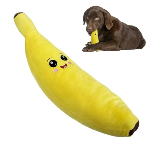 ZHUMCCY Bananen Hundespielzeug, Bananen Kauspielzeug Bananen Plüsch Hundespielzeug Lustiges Bananen Quietschspielzeug Interaktives Plüsch Hundespielzeug Für Langeweile, Spielen, Trainieren von ZHUMCCY