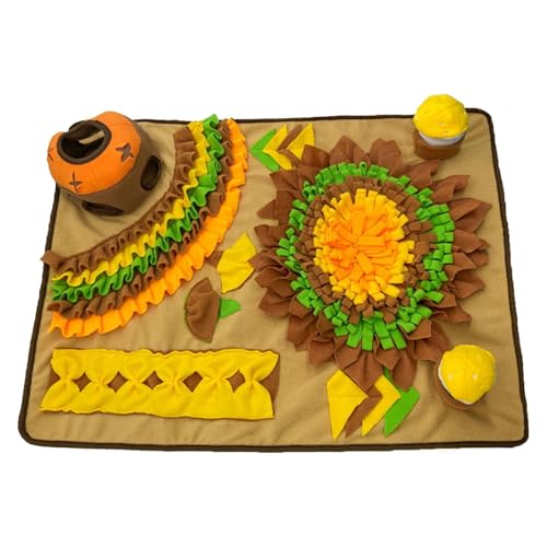 ZHUMCCY Hunde-Aktivitätsmatte - Sunflower Design Dog Fressmatte,Interaktives Sound-Hundespielzeug für Langeweile, Hundebereicherungsspielzeug für Welpen, Hundefuttermatte, Crinkle-Spielzeug für das von ZHUMCCY