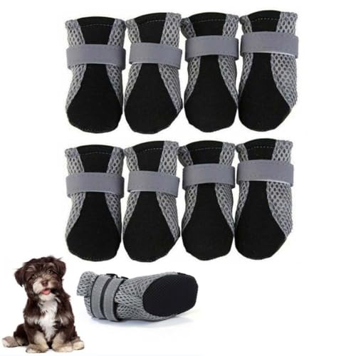 8 x Hundeschuhe, rutschfeste Hundepfotenschutz, reflektierend, wasserdicht, Hundeschuhe, Outdoor, Spaziergänge, Hundestiefel, Indoor-Hartböden, rutschfeste Sohle, Stiefel (L) von ZHUOEEDAAY