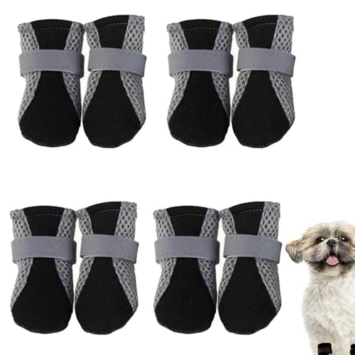 8 x Hundeschuhe, rutschfeste Hundepfotenschutz, reflektierend, wasserdicht, Hundeschuhe, Outdoor, Spaziergänge, Hundestiefel, Indoor-Hartböden, rutschfeste Sohle, Stiefel (XL) von ZHUOEEDAAY