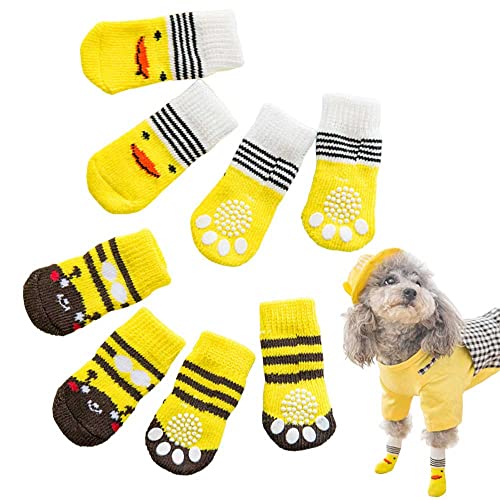 ZHUOEEDAAY 4 Paar rutschfeste Hundesocken Haustiersocken Hundesocken für Haustierpfoten Anti-Kratzer Anti-Schmutz Fußsocken Outdoor Indoor Hartholzböden Indoor Wear (M) von ZHUOEEDAAY