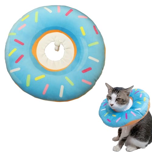 ZHUOKECE Katzenkegelhalsband, weich, niedlich, Katzen-Donut-Katzen-Genesungshalsband, verstellbares elisabethanisches Halsband für Wundheilung, bequemer, leichter Halskegel für Kätzchen, Welpen, Braun von ZHUOKECE