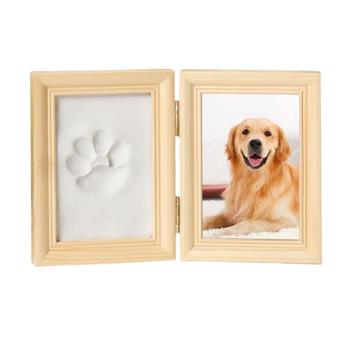 ZHYUAN DIY Hunde pfotenabdruck,Tierfotorahmen,Pfotenabdruck Set Hund und Katze,Pfotenabdruck Set,DIY Pfotenabdrücke für Haustiere,Fotorahmen mit Hundepfotenabdruck, Buchstaben und Zahlen,Gelb von ZHYUAN