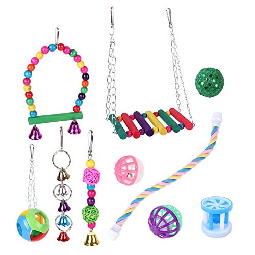 ZIDDAR Vogelspielzeug 10 Teile Set Einschließlich Swing Ladder Seil Barch Glockenball Kauen Spielzeug Für Käfig Bunte ZIDDAR Vogelspielzeug 10 Teile Set Einschließlich Swing Ladder Seil Barch Glockenball Kauen Spielzeug Für Käfig Bunte von ZIDDAR