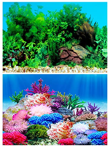 ZIIYAN Aquarium-Hintergrund, doppelseitige Aquarium-Hintergrunddekoration, Papieraufkleber, Bilder (G,30 x 62,2 cm) von ZIIYAN