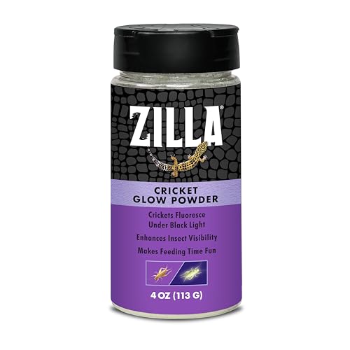 Zilla Cricket Glow Pulver, fügt Reptilienfutter Calcium hinzu, fluoresziert unter Schwarzlicht, ideal für Insektenfrüchte, 118 ml von ZILLA