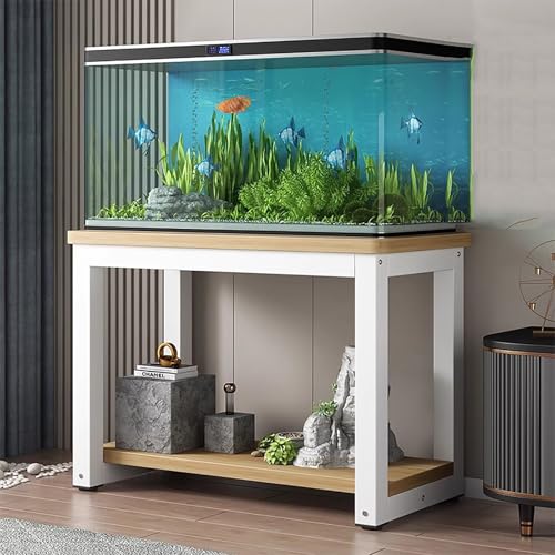 Aquarium Unterschrank 2-Stufiger Präsentationsständer für Fisch / Schildkrötenbecken, Robustes Reptilienregal zur Aufbewahrung von Zubehör, Aquarienschrank für Wohnzimmer / Schlafzimmer(Natural,60x40 von ZIMGOD